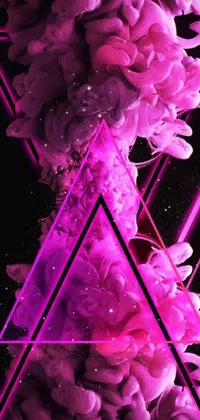 This live wallpaper features a pink smoke triangle on a black background, inspired by aestheticism