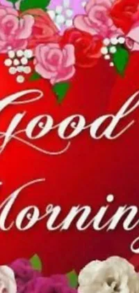 This beautiful live wallpaper features a heart adorned with colorful flowers, accompanied by the words "Good Morning