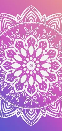 This phone live wallpaper showcases a beautiful white flower against a psychedelic purple and pink background