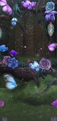 Flower Vertebrate Purple Live Wallpaper