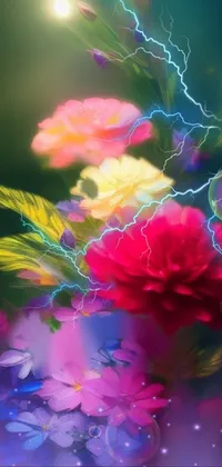 This stunning mobile live wallpaper features a close-up view of a beautiful bouquet of flowers
