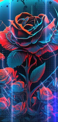 This beautiful phone live wallpaper features a stunning close-up view of a flower on a black background, with a portal made of roses at its center