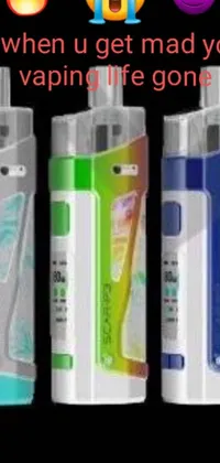 This live wallpaper features a group of colorful lighters against a pastel background with a fun and quirky caption "when u get mad you vaping life gone"