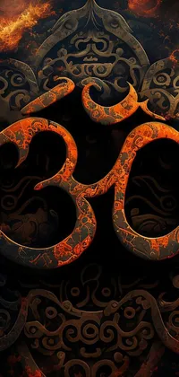 Looking for a captivating live wallpaper for your phone? Look no further than this striking digital rendering featuring the om symbol surrounded by flickering flames on a black background