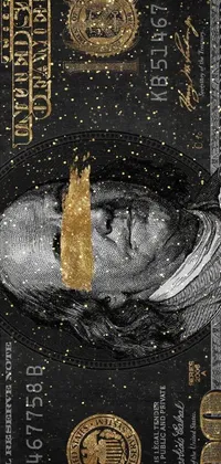 Adorn your phone with the luxurious black and gold one hundred dollar bill live wallpaper