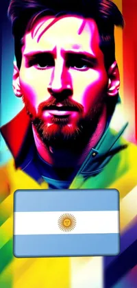 Get a dynamic and captivating phone live wallpaper with a colorful vector art portrait of a man with a beard wearing a jacket