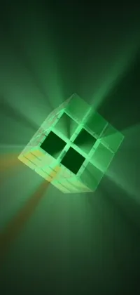 This live wallpaper features a glowing cube in a dark background inspired by Richard Anuszkiewicz