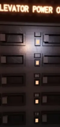 This live phone wallpaper features a futuristic elevator door with a glowing control panel
