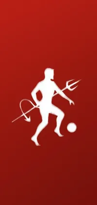 This lively phone wallpaper features a sporty theme with a man holding a tennis racket, set against a bold red background