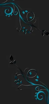 Add beauty to your phone with this black and blue floral live wallpaper