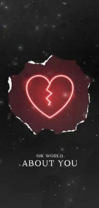This stunning phone live wallpaper features a broken heart on a cellphone background