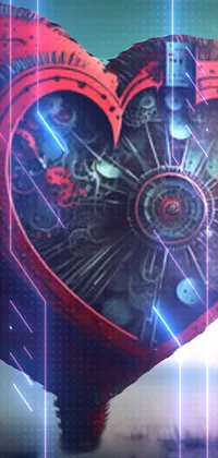 This stunning live wallpaper for your phone features a mesmerizing scene of a man and a woman standing before a stunning heart-shaped clock
