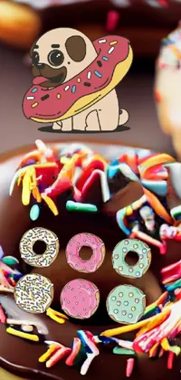 Indulge in a tempting treat with this phone live wallpaper featuring an array of delectable doughnuts