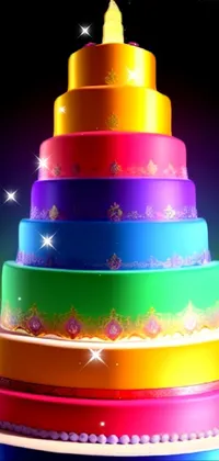 giant rainbow wedding cake  Live Wallpaper