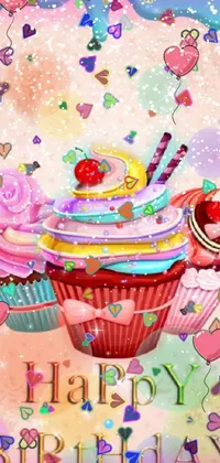 Birthday cupcakes  Live Wallpaper