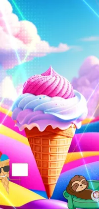 Food Cloud Ice Cream Cone Live Wallpaper