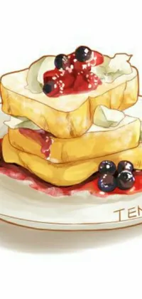 Get ready to tantalize your senses with this mouth-watering live wallpaper! Feast your eyes on a close-up shot of a scrumptious plate of food, complete with tantalizing toast, stacks of pancakes and more
