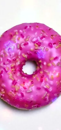 This live wallpaper presents a hyper-realistic view of three types of donuts atop a white surface