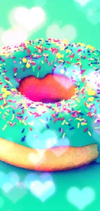 Feast your eyes on this mouth-watering blue donut with colorful sprinkles and a ripe banana, featured on a phone live wallpaper