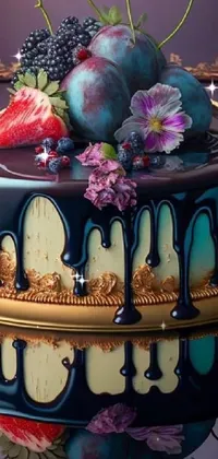 Satisfy your sweet tooth and enhance your phone's display with this visually stunning cake and fruit wallpaper
