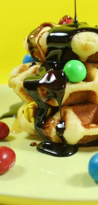 Indulge in the sight of a delicious stack of waffles on your phone with this live wallpaper