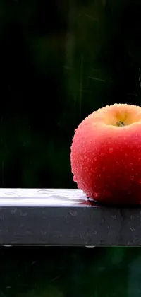 This stunning phone live wallpaper depicts a red apple on a window sill amid a heavy rain, making it the perfect nature-inspired addition to your mobile screen
