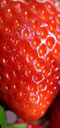 This phone live wallpaper features a stunning image of a bunch of strawberries in sharp focus