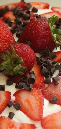 If you're a foodie at heart, you'll love this phone live wallpaper! Featuring a decadent cake adorned with fresh strawberries and chocolate chips, this wallpaper is designed to make your mouth water