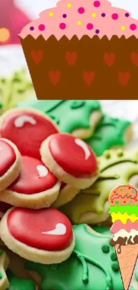 This lively phone live wallpaper showcases delicious cookies decorated with sprinkles, glitter, and icing in various patterns and shapes