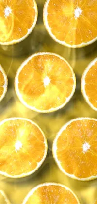 Decorate your phone with the stunning live wallpaper of a group of sunny orange slices