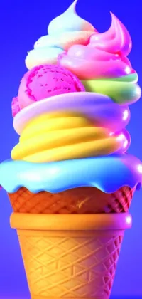 This live wallpaper features a colorful and vibrant ice cream cone sitting on a table, perfect for those who love sweets and treats