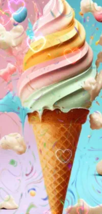 Food Ice Cream Cone Green Live Wallpaper