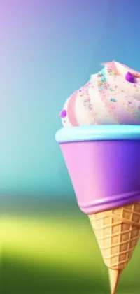 This high-resolution live wallpaper features an ice cream cone with colorful sprinkles on top