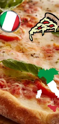 This phone live wallpaper showcases a savoury pizza on a wooden cutting board