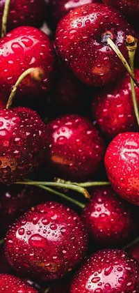 Elevate your phone screen with a stunning close-up of cherries as your live wallpaper