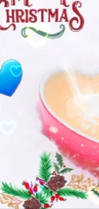This heart shaped candle phone live wallpaper features a festive and cozy scene