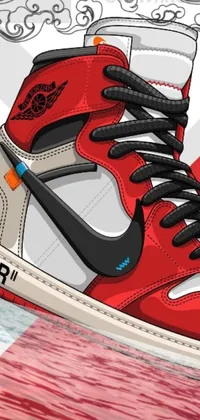 This live wallpaper features a stunning design of red and white sneakers on a matching background