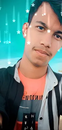 This phone live wallpaper showcases a camera held by a male teenager
