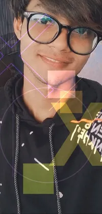 This live wallpaper for your phone features a close-up image of a person wearing glasses