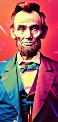 Looking for a bold and eye-catching phone wallpaper? Check out this pop art-inspired phone live wallpaper! The portrait features a man with a beard wearing a suit and bow tie in vivid colors created entirely from gradients