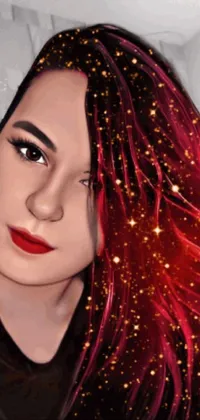 This live wallpaper features a stunning digital painting of a woman taking a selfie