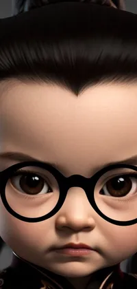 This stunning phone live wallpaper features a close-up of a doll with a cute ponytail