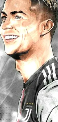 This live wallpaper features an incredibly detailed digital portrait of a famous soccer player, with a perfectly captured and beautiful smile