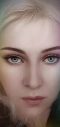 This stunning phone live wallpaper showcases a breathtaking digital painting of a woman with blonde hair and blue eyes