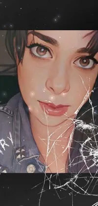 The phone live wallpaper showcases a close-up shot of a person wearing a trendy denim jacket