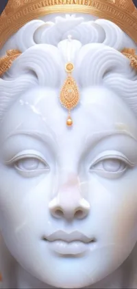 This live wallpaper showcases a stunning marble statue of a crowned woman, evoking a serene and peaceful aura