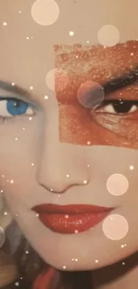 This phone live wallpaper showcases a blonde woman with a flag painted on her face