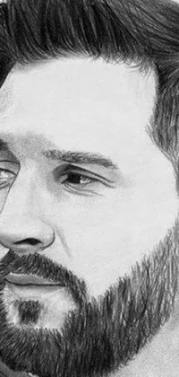 This phone live wallpaper features a pencil sketch of a bearded man that is detailed and realistic