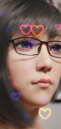 Get mesmerized with this live phone wallpaper, featuring a photorealistic anime girl with glasses in ultra-realistic 8k Octan photography