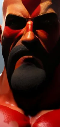 This live wallpaper features an intense close-up of a man with red paint on his face in the style of a wrestling legend